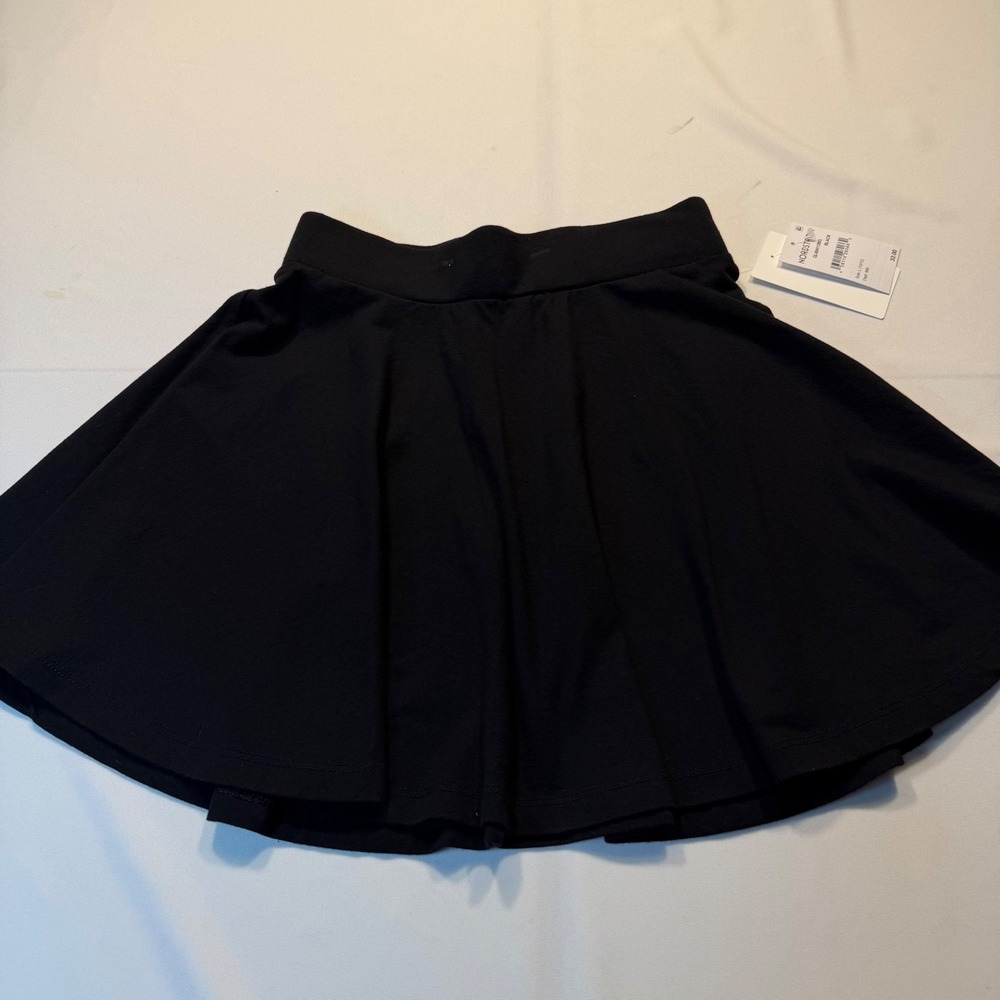 Nordstrom Black Organic Cotton Skater Mini Skirt Size L 10/12 NEW